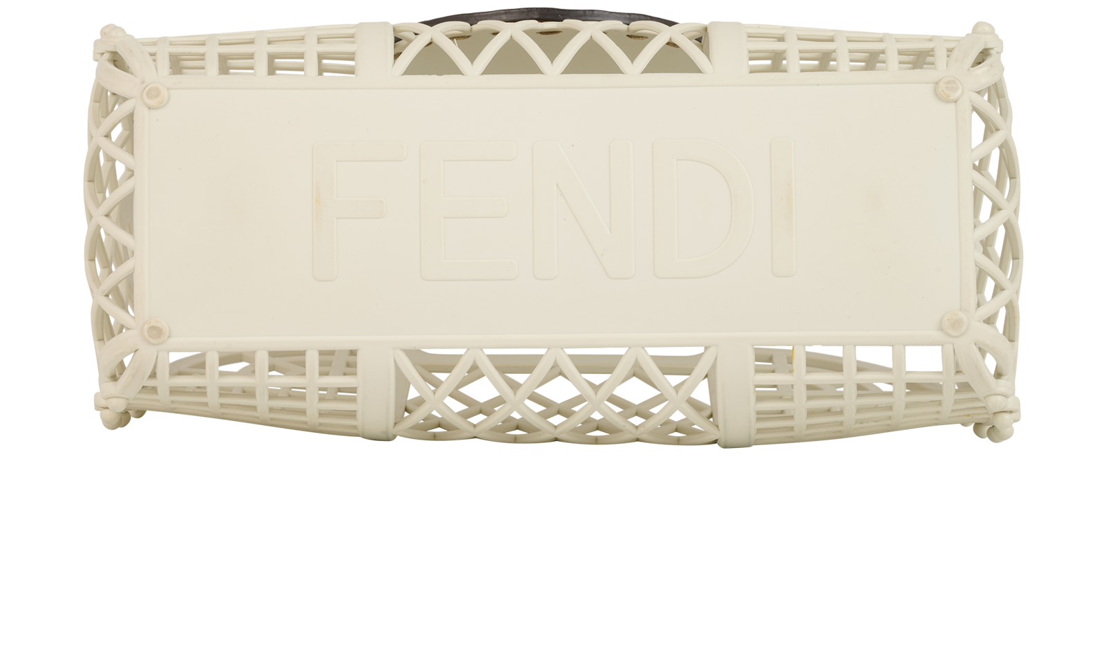 Small Basket Bag, &pound;350, Handbags, Tan/White, Leather/Plastic, Top view